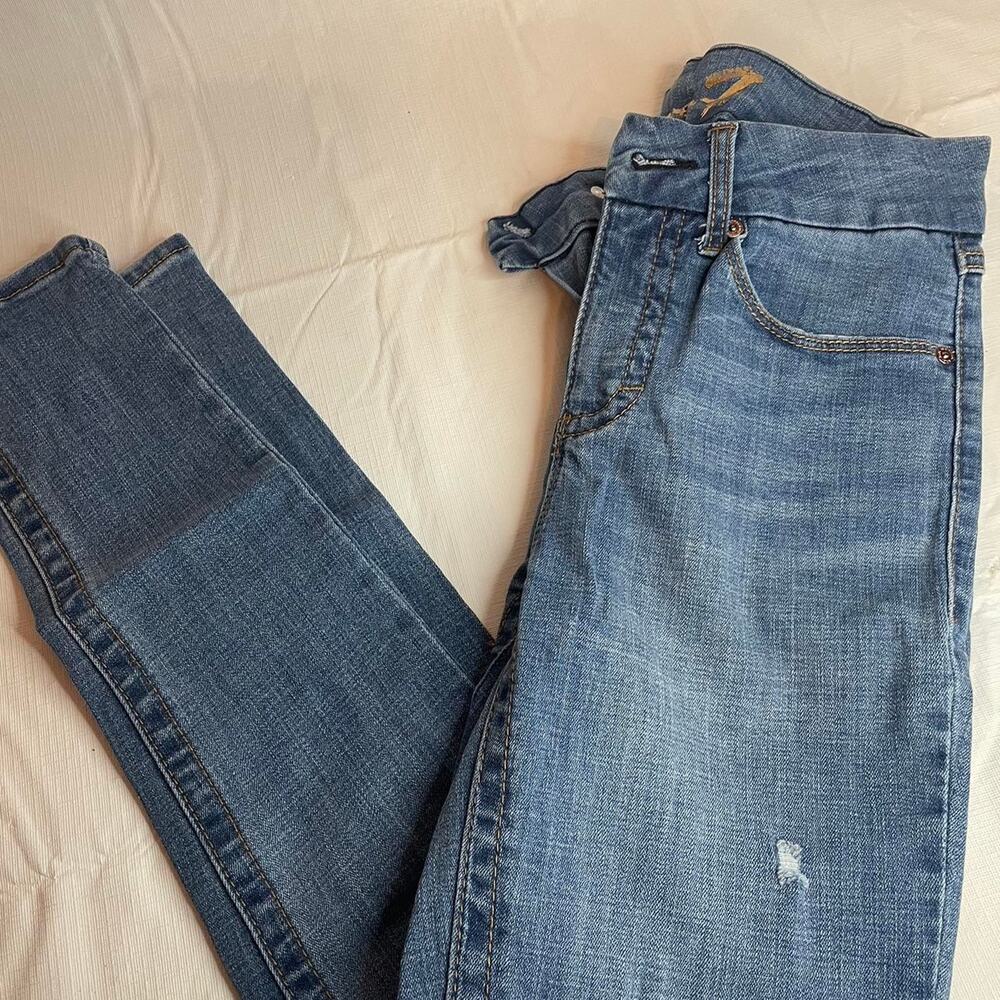 Seven 7 Jeans Distressed Size 4 Tummyless High Rise Skinny GUC